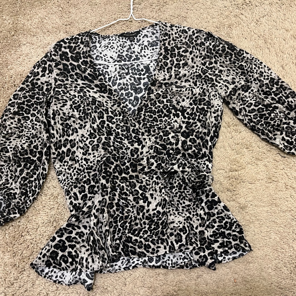 Banana Republic Black and White Animal Print Blouse